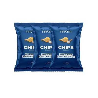 Lot de 3 x Chips au sel de mer et à l’huile d’olive vierge, Frichti (40 g)