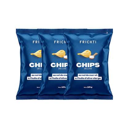 Lot de 3 x Chips au sel de mer et à l’huile d’olive vierge, Frichti (125 g)