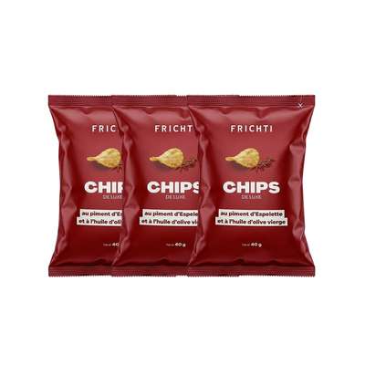 Lot de 3 x Chips au piment d’Espelette et à l’huile d’olive vierge, Frichti (40 g)