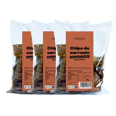 Lot de 3 x Chips de sarrasin 100% blé noir, Frichti (90 g)