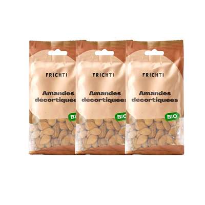 Lot de 3 x Amandes décortiquées BIO, Frichti (40 g)