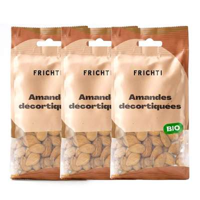 Lot de 3 x Amandes décortiquées BIO, Frichti (125 g)