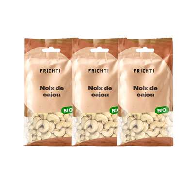Lot de 3 x Noix de cajou natures BIO, Frichti (40 g)