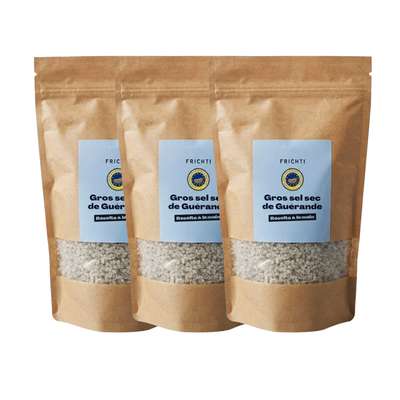 Lot de 3 x Gros sel sec de Guérande IGP, Frichti (500 g)