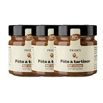 Lot de 3 x Pâte à tartiner Noir noisette, Frichti (250 g)