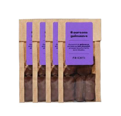 Lot de 4 x 8 Oursons guimauve au chocolat lait, Frichti (105 g)