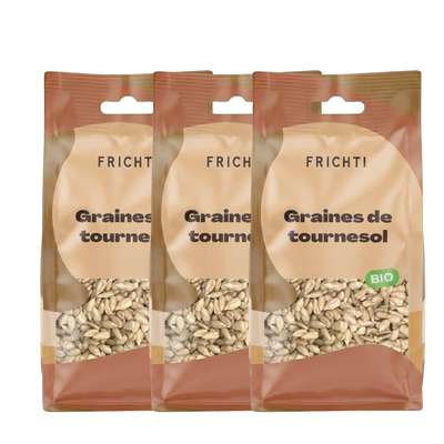 Lot de 3 x Graines de tournesol BIO, Frichti (125 g)