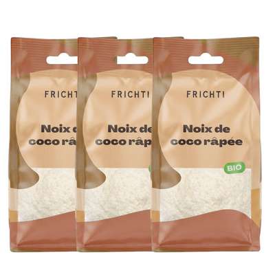 Lot de 3 x Noix de coco râpée BIO, Frichti (125 g)