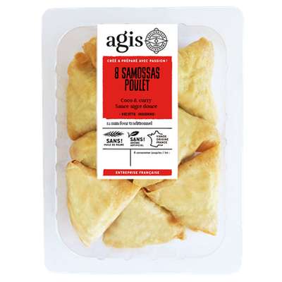 Samossas poulet coco curry avec sauce aigre douce, Agis (x 8, 220 g)