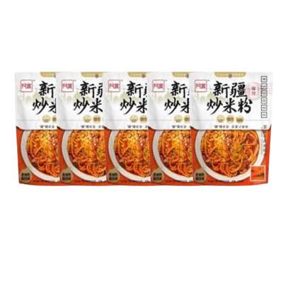 Lot de 5 x Nouilles de riz sautées du Xinjiang - Très épicé, Akuan (335 g)