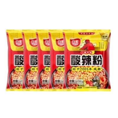 Lot de 5 x Nouilles de patate douce aigre-douce (sachet), Baijia (105 g)
