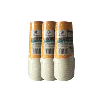 Lot de 3 x Gobelet en carton 47 cl, U MAISON (x 10)