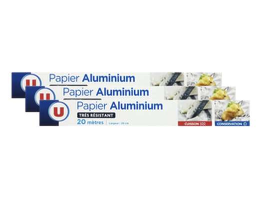 Lot de 3 x Aluminium rouleau, U