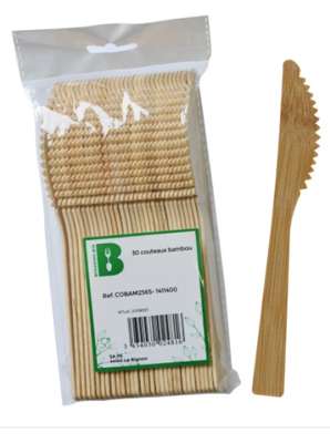 Couteaux jetables en bambou, BFooding Bio (x 30)