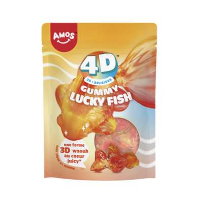 Bonbons gélifiés goût mangue pêche, Amos (65 g)
