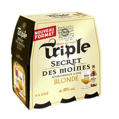 Pack de bière blonde triple Secret Des Moines, Brasserie Goudale, 8° (6 x 25 cl)