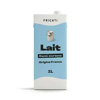 Lait demi-écrémé UHT direct Laiterie du Loiret, Frichti (1 L)