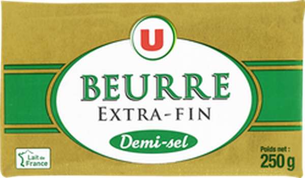Beurre extra fin demi-sel, U (250 g)