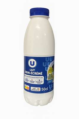 Lait UHT demi-écrémé Bleu Blanc Coeur, U (50 cl)