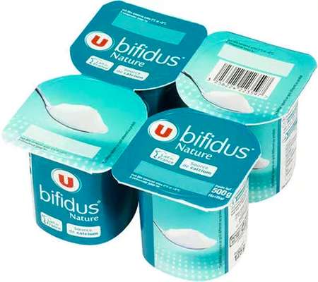 Yaourt au lait fermenté bifidus nature, U (4 x 125 g)