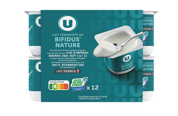 Yaourt au lait fermenté bifidus nature, U (12 x 125 g)