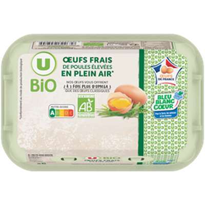 Oeufs de poule plein air Bleu Blanc Coeur BIO, U (x 6)