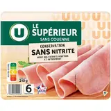 Jambon Le Supérieur sans couenne et sans nitrite, U (6 tranches, 210g)