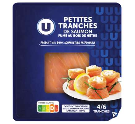 Saumon fumé Atlantique, U (4 à 6 petites tranches, 150 g)