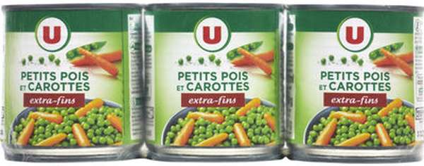 Petits pois extra-fins et carottes à l'étuvée, U ( 3 x 190 g)