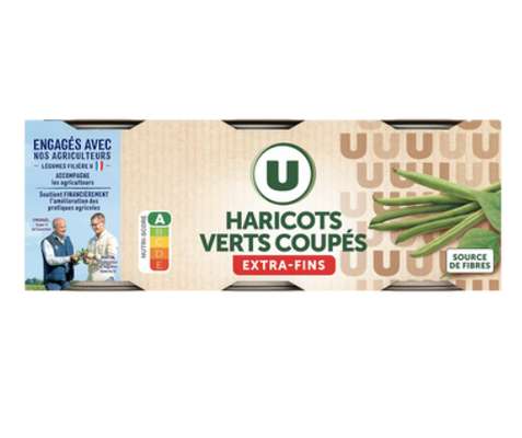 Haricots verts extra fins, U (3 x 110 g)