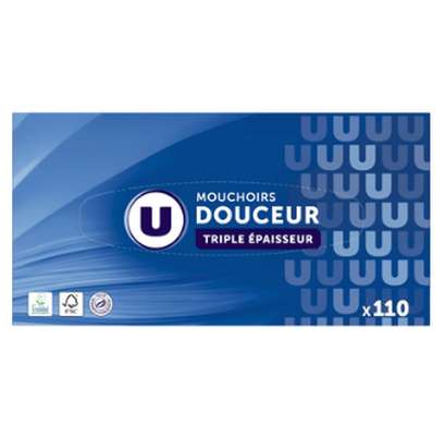 Boîte de mouchoirs blancs douceur 3 plis, U (x 110)