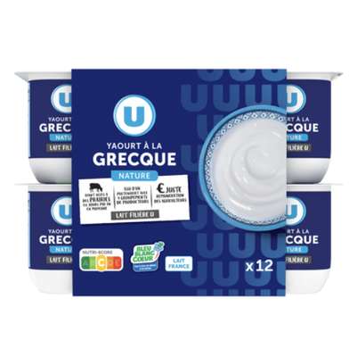 Yaourt à la grecque nature, U (12 x 125 g)