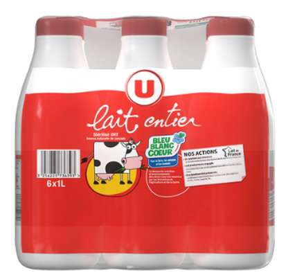 Pack de lait entier, U (6 x1 L)