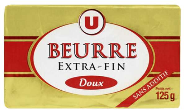 Beurre extra-fin doux 82% mg, U (125 g)