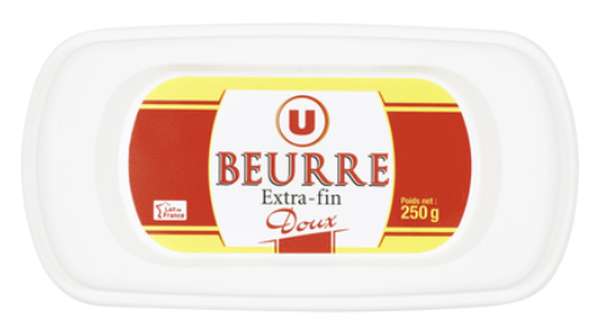 Beurre extra fin doux 82% MG, U (250 g)