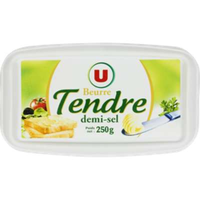Beurre tendre à tartiner demi-sel 80% de matière grasse, U (250 g)