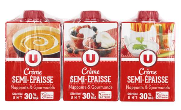 Crème semi-épaisse 30% mg, U (3 x 20 cl)