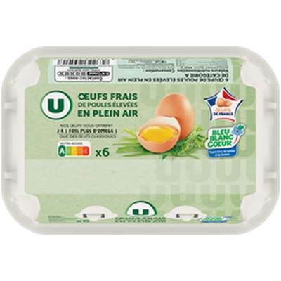 Oeufs de poule plein air Bleu Blanc Coeur, U (x 6)