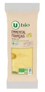 Emmental français au lait pasteurisé 31% mg, U Bio (250 g)