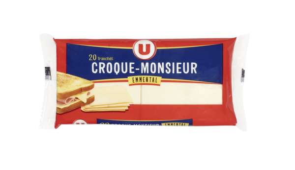 Tranches de fromage fondu à l'emmental pour croque monsieur, U (20 tranches, 340 g)