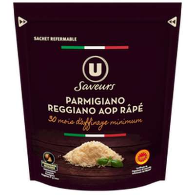 Parmigiano Reggiano AOP râpé 30 mois, U Saveurs (60 g)