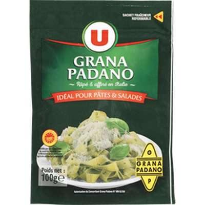 Grana Padano DOP râpé au lait cru, U (100 g)