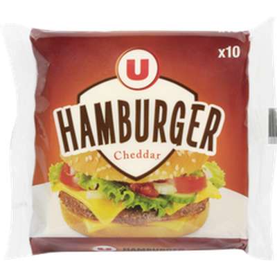 Fromage au cheddar pour hamburger, U (x 10 tranches, 200 g)