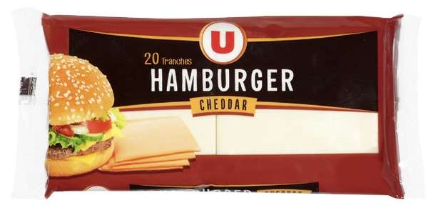Tranches de fromage fondu au cheddar pour hamburger, U (x 20, 340 g)