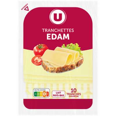 Edam en tranchettes au lait pasteurisé  24%MG, U (x 10, 200 g)
