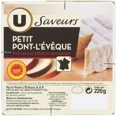 Pont l'Evèque AOP au lait pasteurisé, U (220 g)