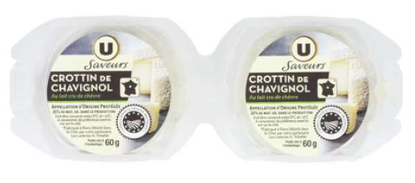 Crottin de Chavignol AOP, U Saveurs (2 x 60 g)