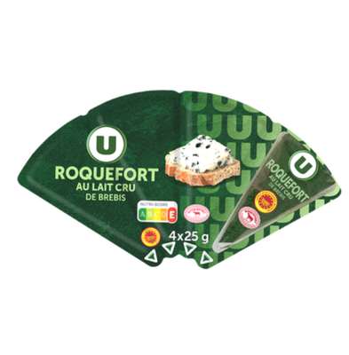 Roquefort au lait cru de brebis AOP, U (4 portions, 100 g)