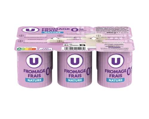 Fromage frais nature 0%MG, U (6 x 60 g)