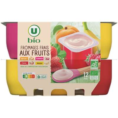 Fromages frais aux fruits BIO, U (12 x 50 g)